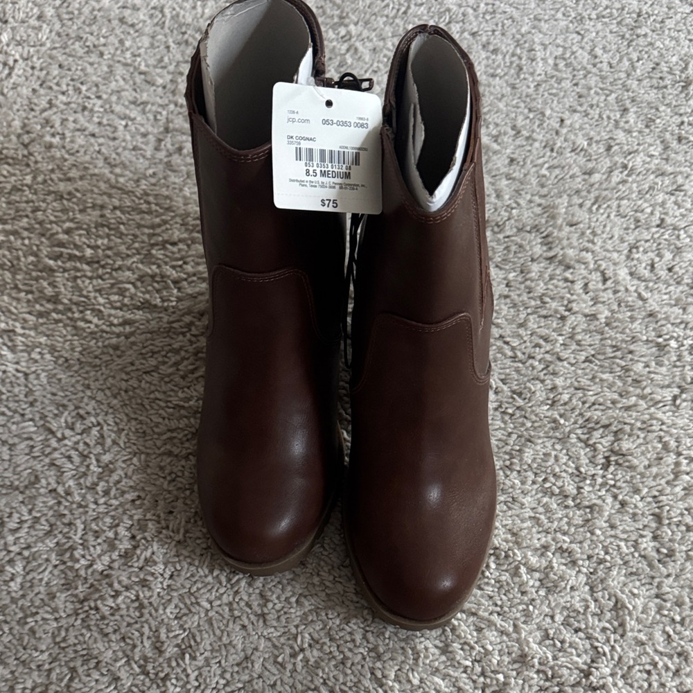 a.n.a Rich Cognac Ankle Booties